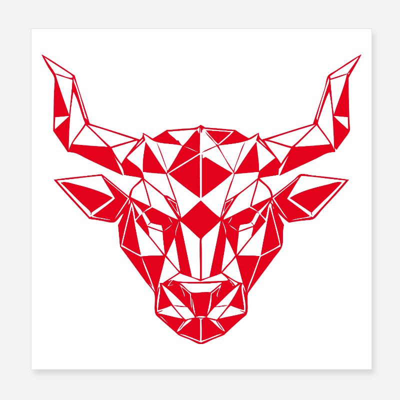 Tête de taureau rouge low-poly Poster 20 x 20 cm