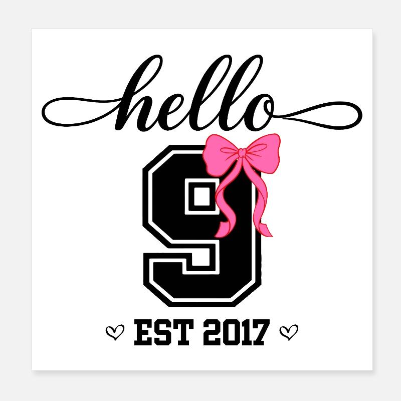 Bonjour design d’anniversaire de filles 9 Est 2017 Poster 20 x 20 cm