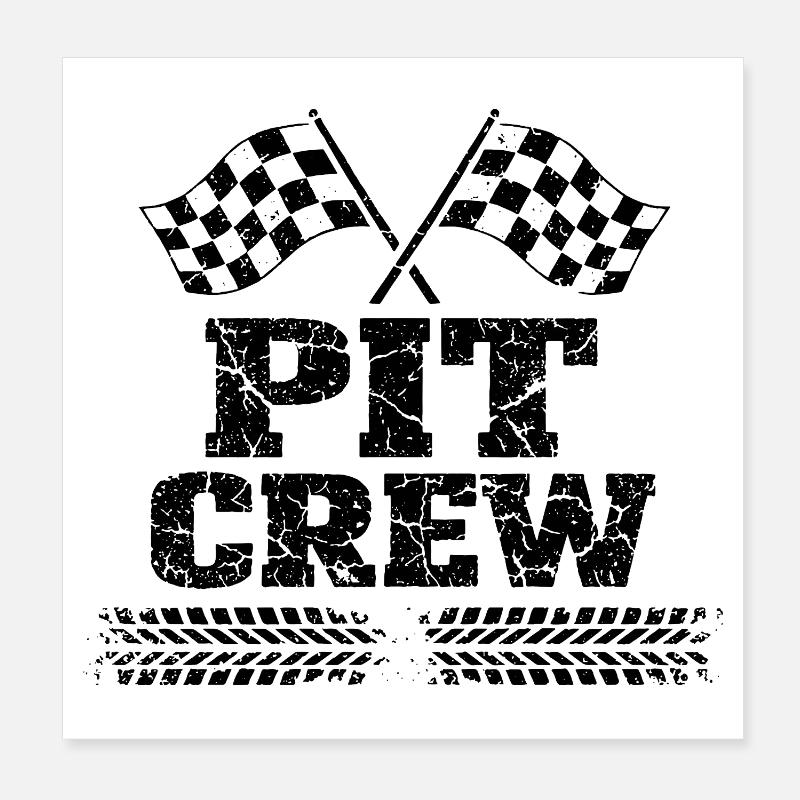 Pit Crew Équipe de Course Automobile Vintage Poster 20 x 20 cm