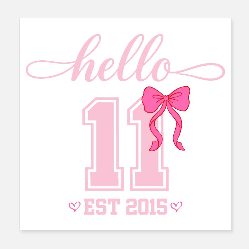 Hello 11 Est 2015 Coquette Schleife Mädchen Geburt Poster 20x20 cm