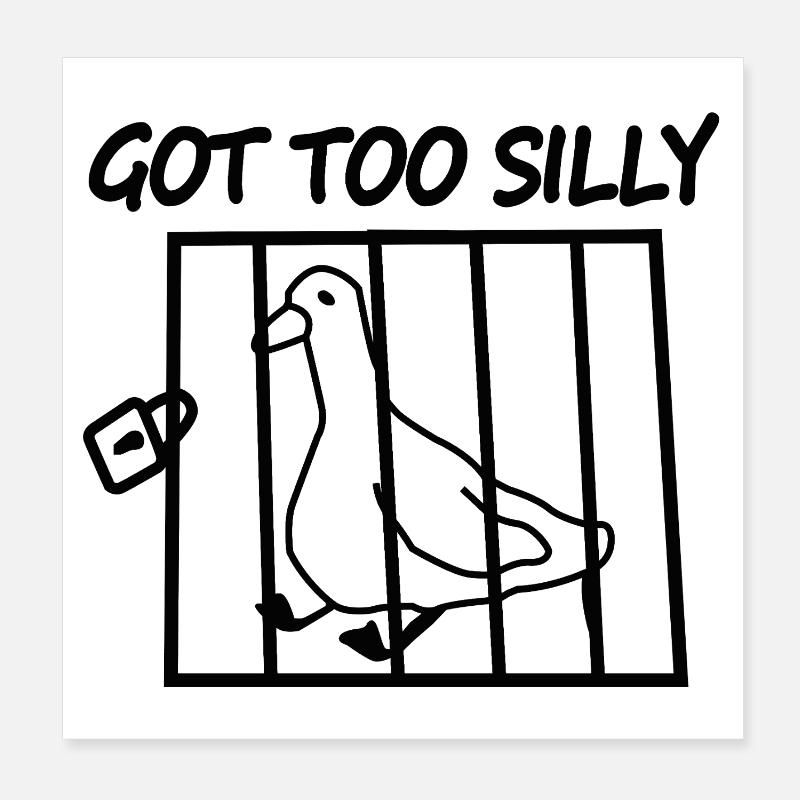 Got Too Silly Parrot in Bars Poster 8" x 8" (20x20 cm)