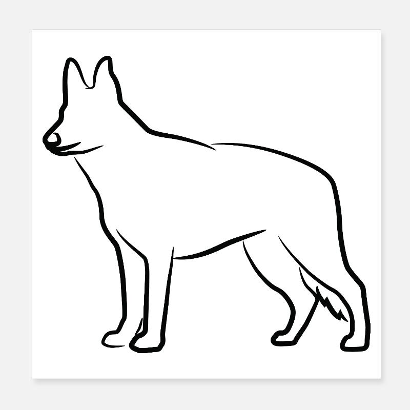 Schäferhund Skizze Poster 20x20 cm