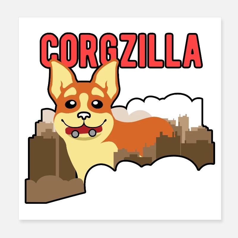 Corgzilla Drôle de Corgi Monstre Monstre Poster 20 x 20 cm
