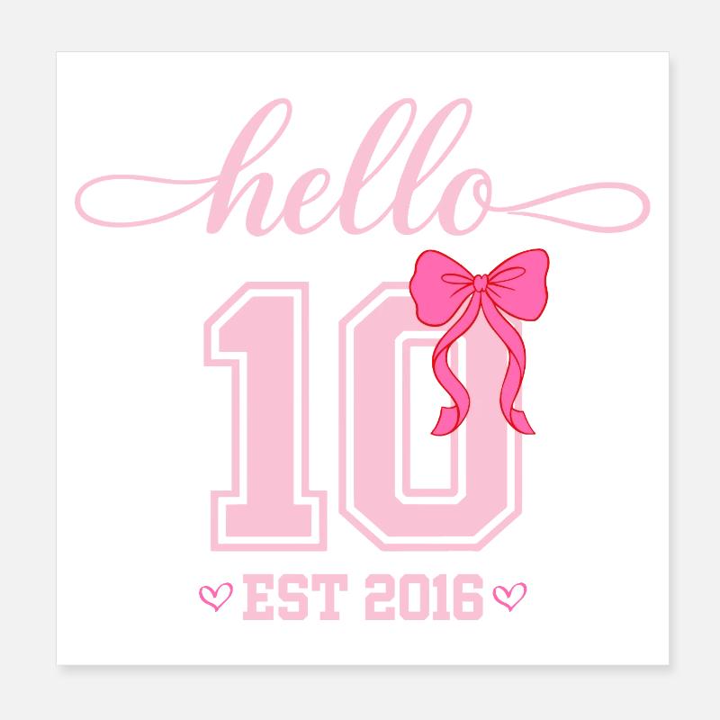 Bonjour naissance de la fille Coquette Bow 10 Est 2016 Poster 20 x 20 cm