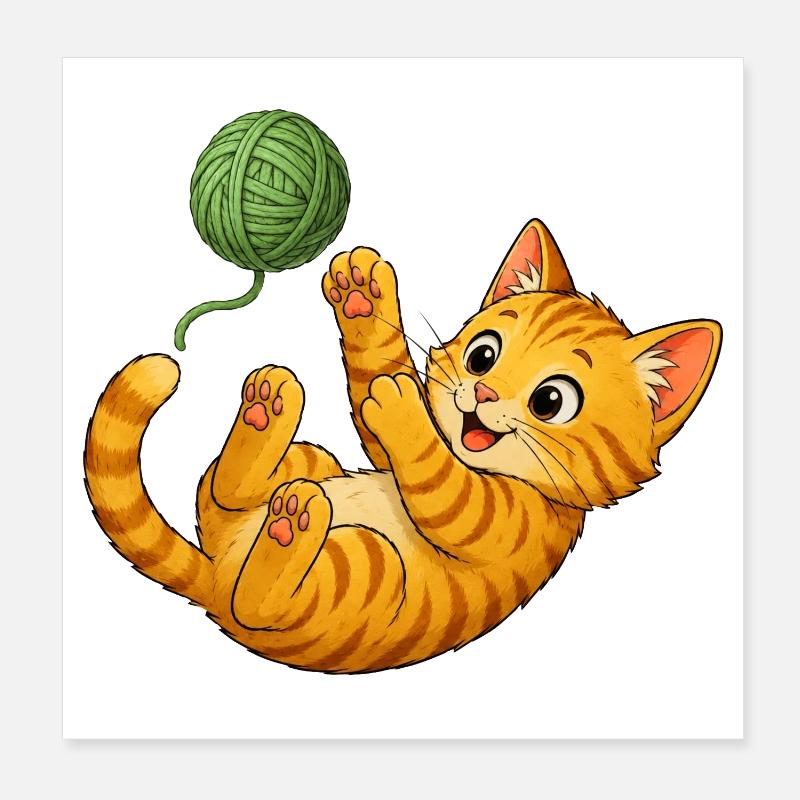 Kitten playing with wool Poster 8" x 8" (20x20 cm)