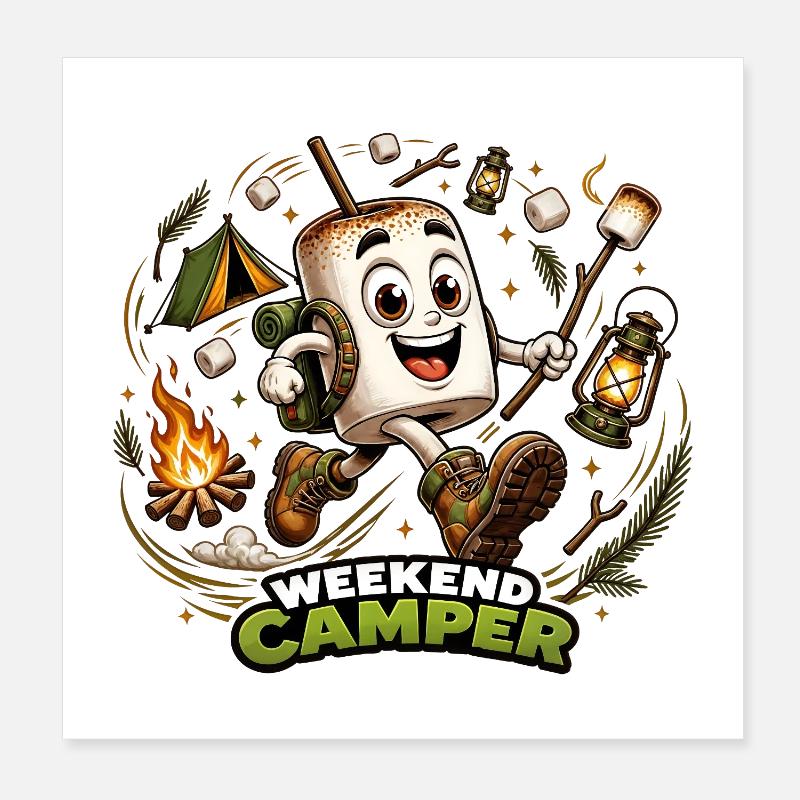 Camper Guimauve Chamallow Week-end Aventurier Poster 20 x 20 cm