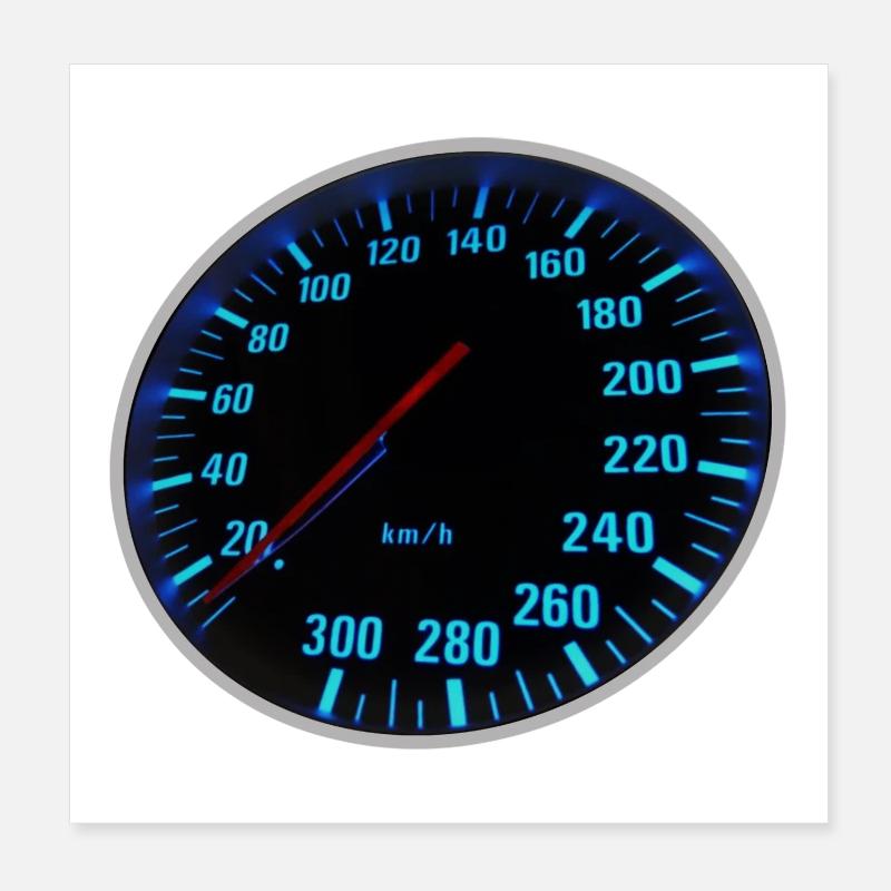 Blue Speedmeter, Tacho - Design Poster 8" x 8" (20x20 cm)