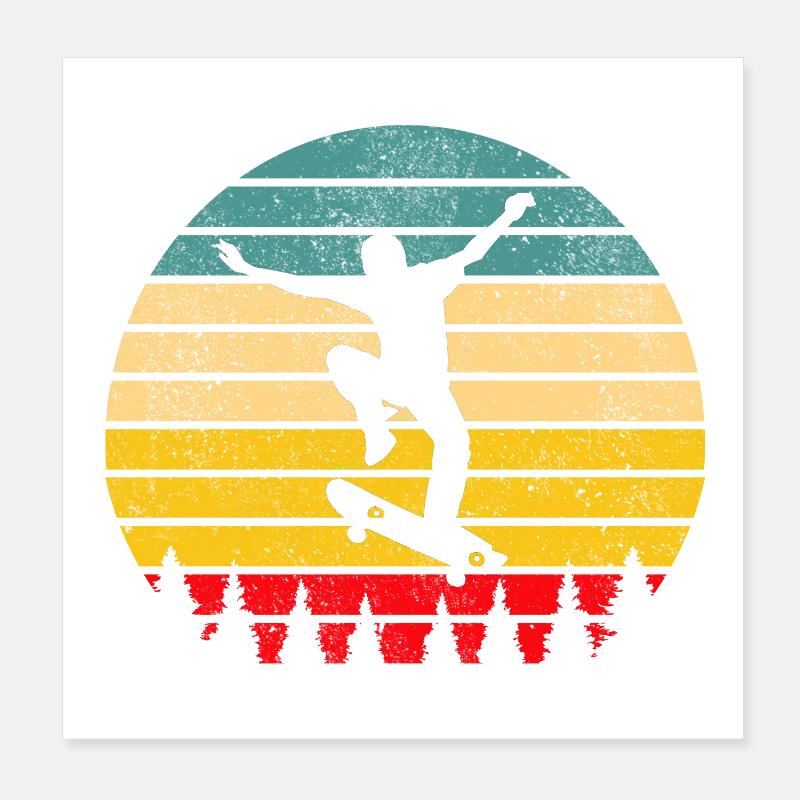 Skater Skateboard - Poster 20x20 cm - Weiß
