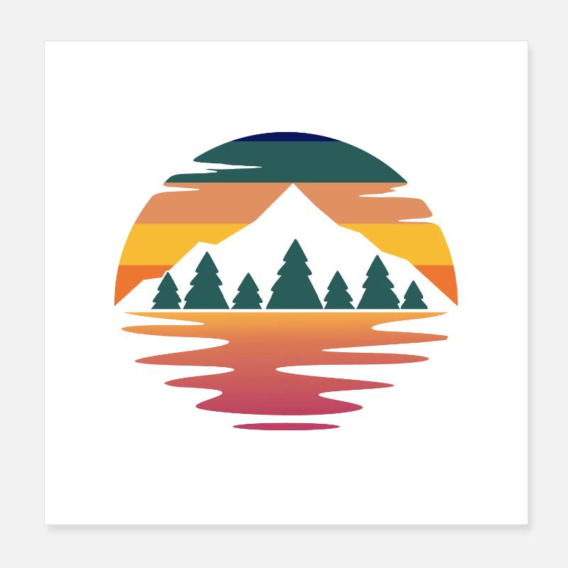 Montagne en couleur Poster 20 x 20 cm