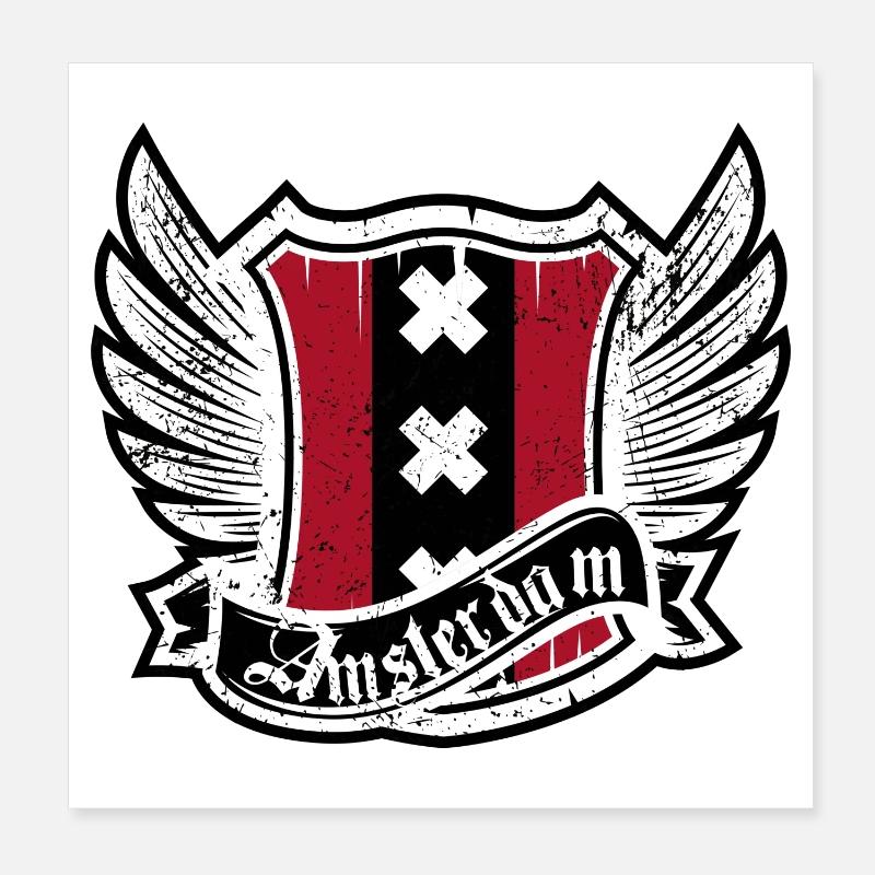 Blason ailé d’Amsterdam - Poster 20 x 20 cm - blanc