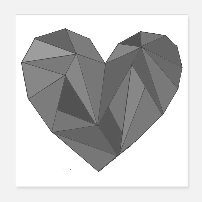 coeur nuances de gris Poster 20 x 20 cm