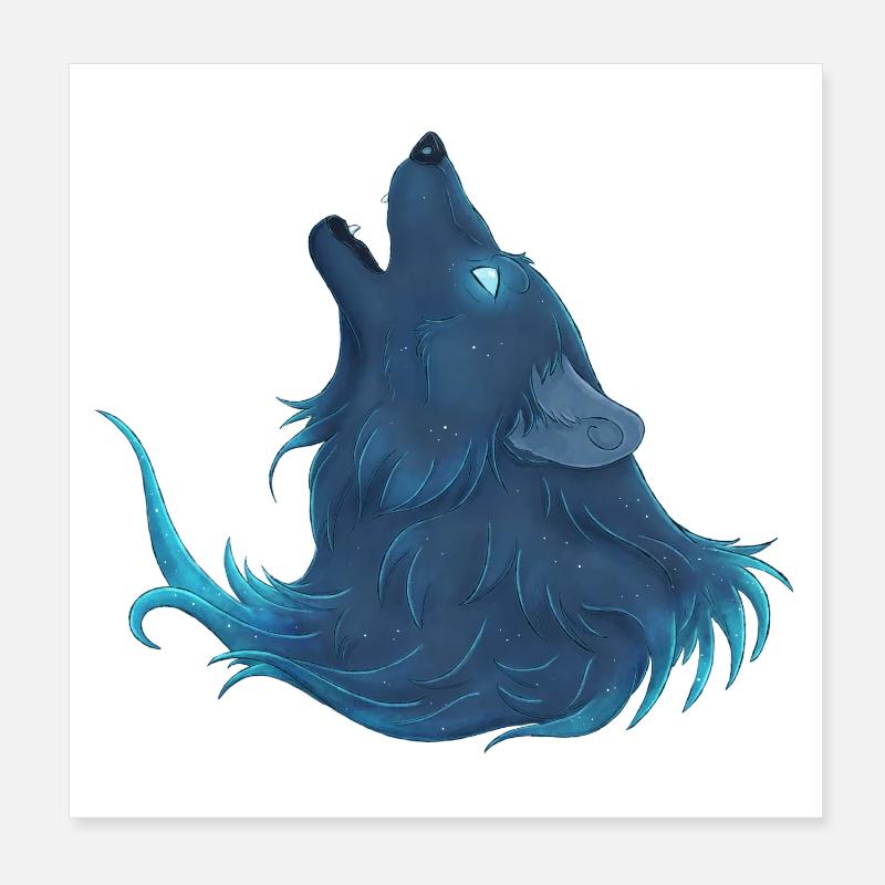 Heulender blauer Wolf - Guide Loup Bleu Poster 20x20 cm