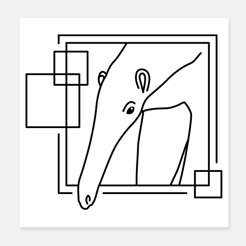 Fourmilier en forme géométrique - Conception d’art au trait Poster 20 x 20 cm