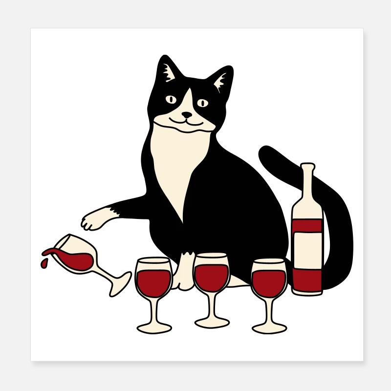 Katzenweinglas Poster 20x20 cm