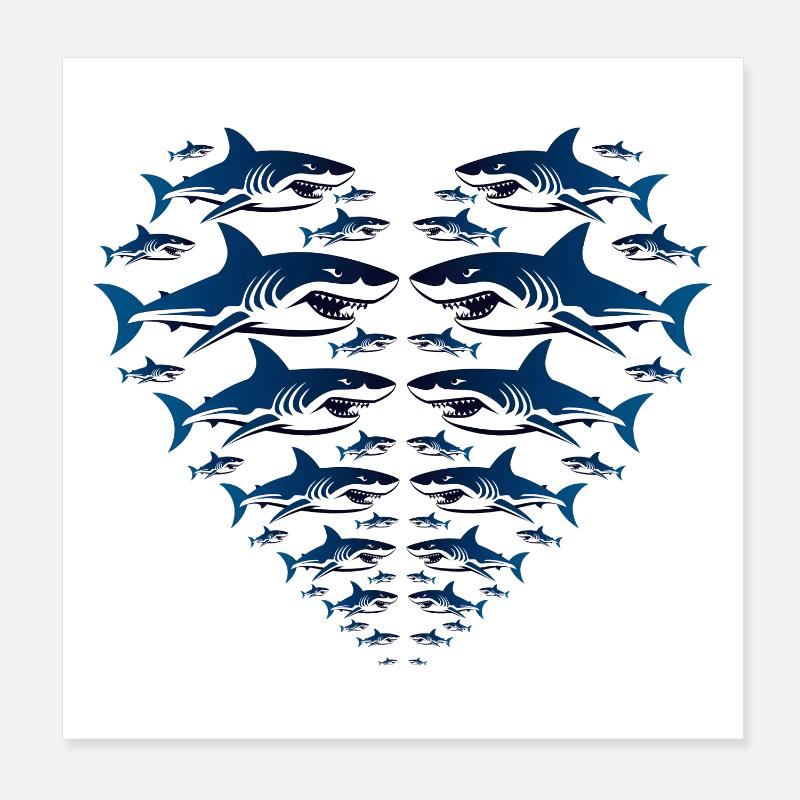 Shark Heart Poster 20x20 cm