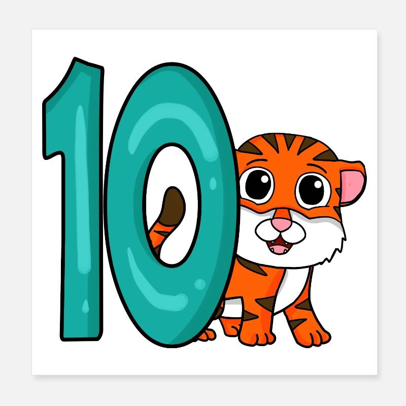 10e anniversaire Motif Tiger - dix ans Poster 20 x 20 cm