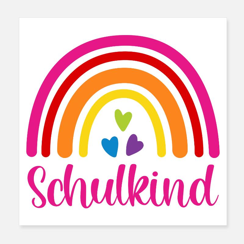 Schulkind Regenbogen Schulanfang Einschulung 2026 Poster 20x20 cm