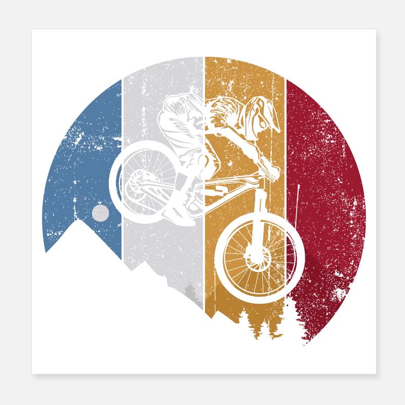 Silhouette VTT double sur les rayures Poster 20 x 20 cm