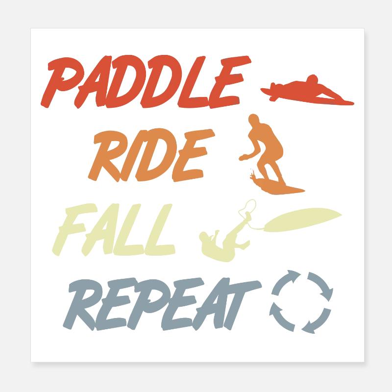 Paddle Surf Repeat Poster 8" x 8" (20x20 cm)
