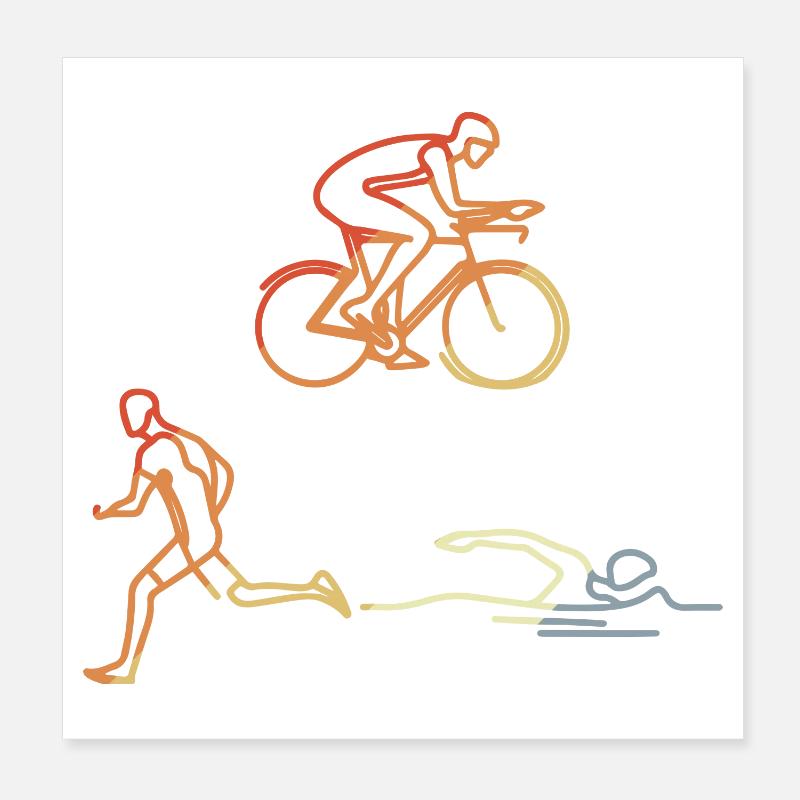 Vintage Triathlete Poster 8" x 8" (20x20 cm)