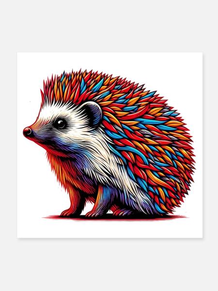 Igel - Poster 20x20 cm - Weiß - Vorne