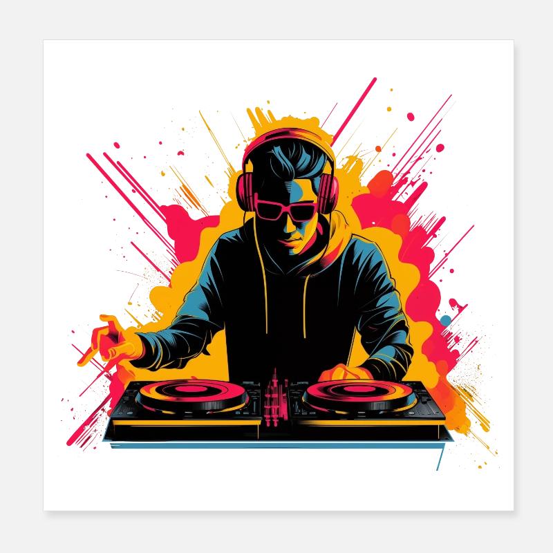 DJ Synthwave des années 90 Poster 20 x 20 cm