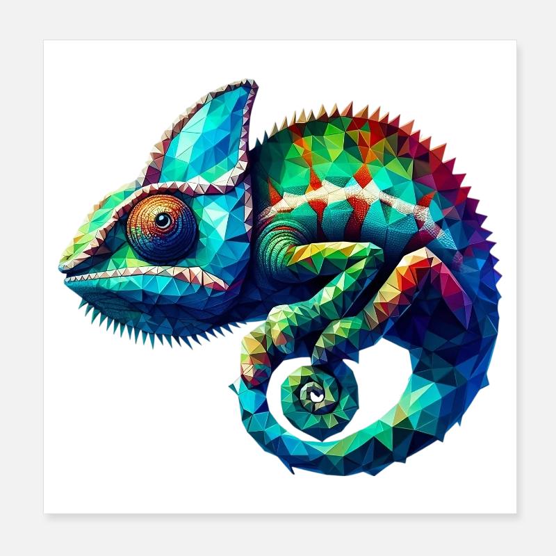 Polygonal Chameleon Poster 8" x 8" (20x20 cm)