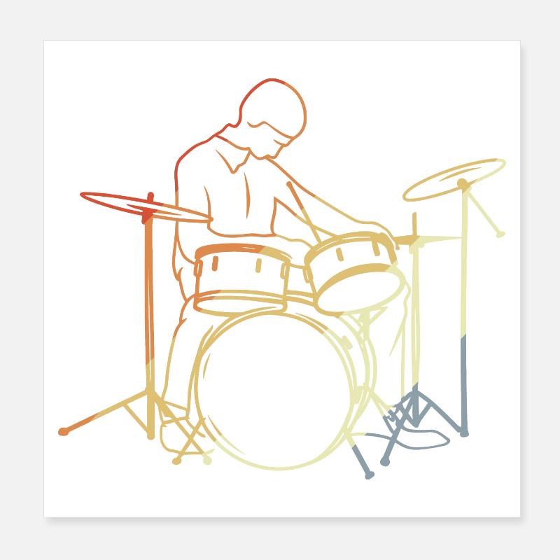Drummer Vintage Look Poster 8" x 8" (20x20 cm)
