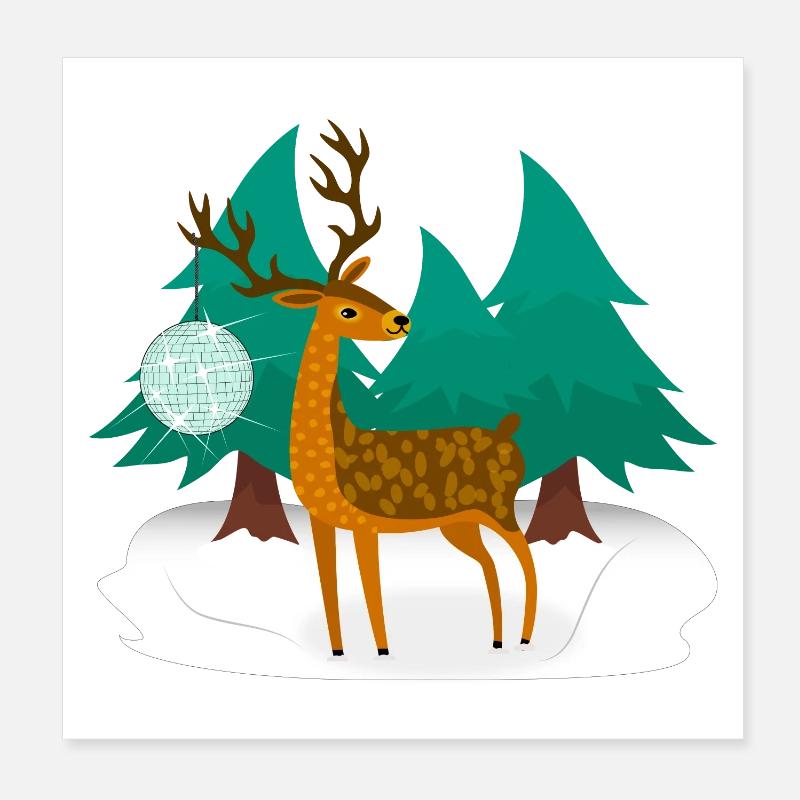 Disco Hirsch Poster 20x20 cm