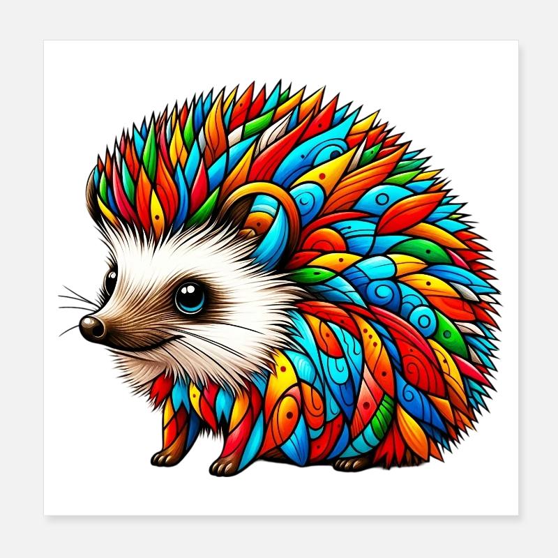Hedgehog Poster 8" x 8" (20x20 cm)