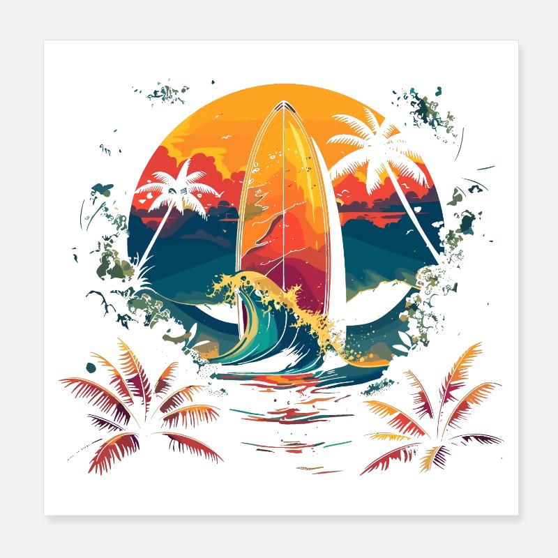 Surfing Poster 8" x 8" (20x20 cm)