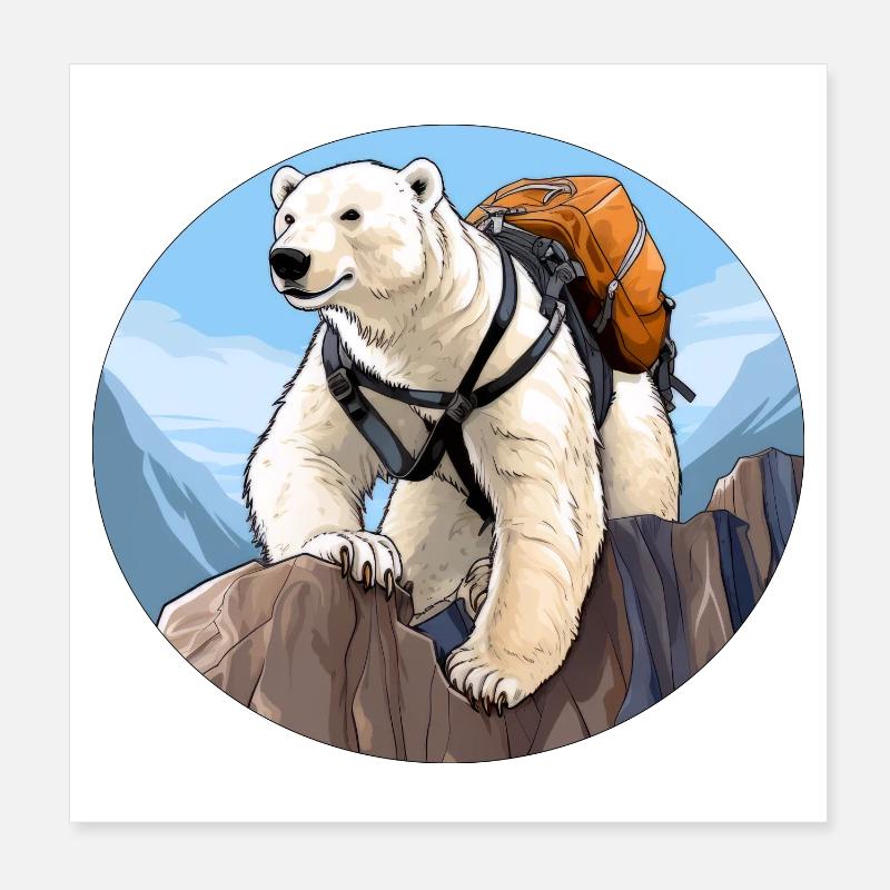 Eisbären Wandern / Bergsteiger Eisbär Poster 20x20 cm