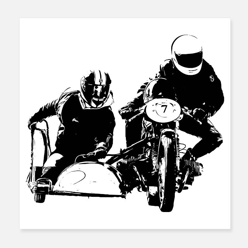 Motorrad - Poster 20x20 cm - Weiß