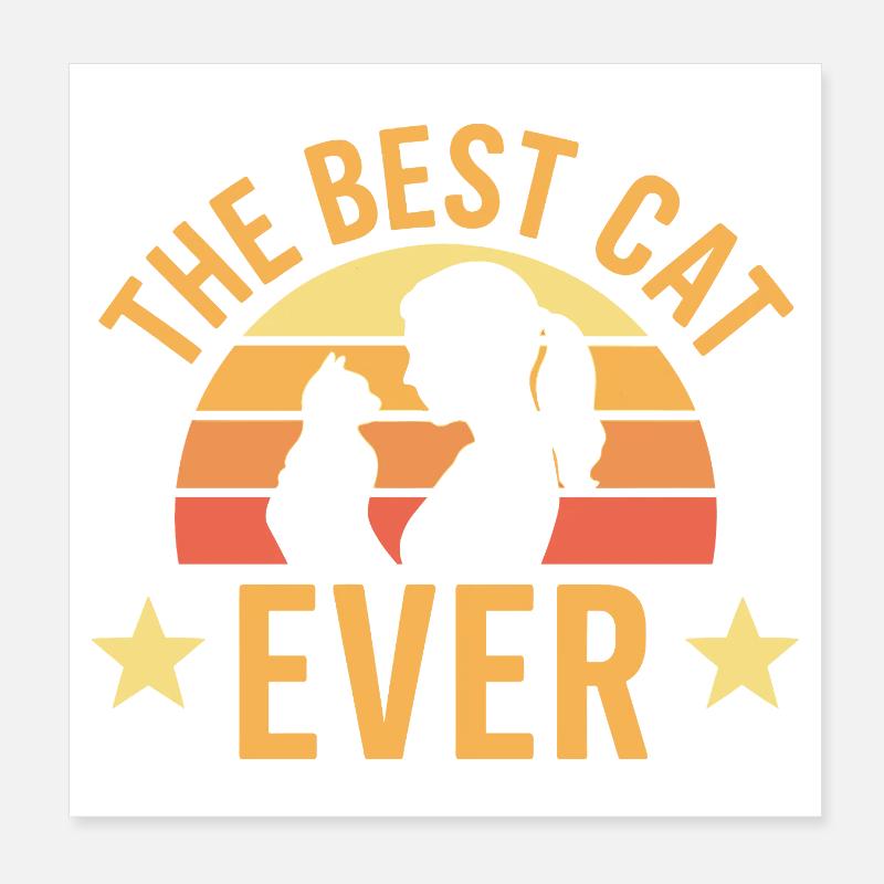 Silhouette du Meilleur Chat au Coucher de Soleil de tous les temps Poster 20 x 20 cm