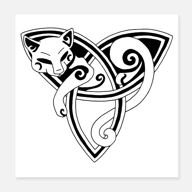 Die keltische Katze ruht (schwarz) Poster 20x20 cm