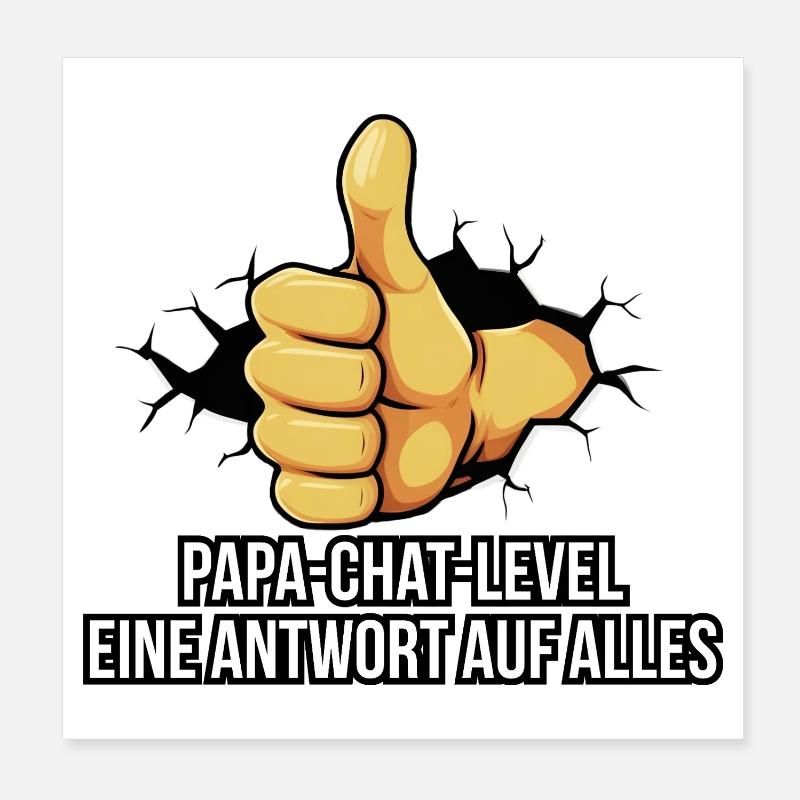 Papa Daumen Hoch mit Schriftzug - Poster 20x20 cm - Weiß