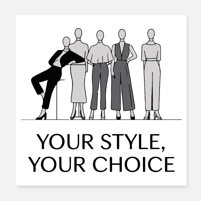 Ensemble d'illustrations de mode monochromes élégantes Poster 20 x 20 cm