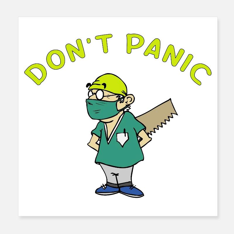 Don-t_panic-la_tronconneuse - Poster 20 x 20 cm - blanc