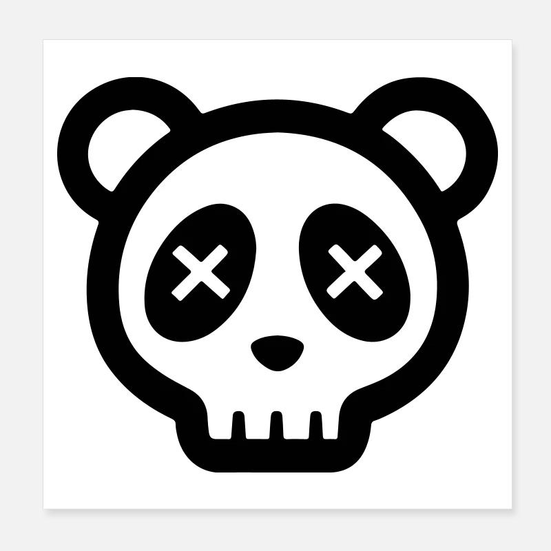 Panda Skull Funny Skull Poster 8" x 8" (20x20 cm)