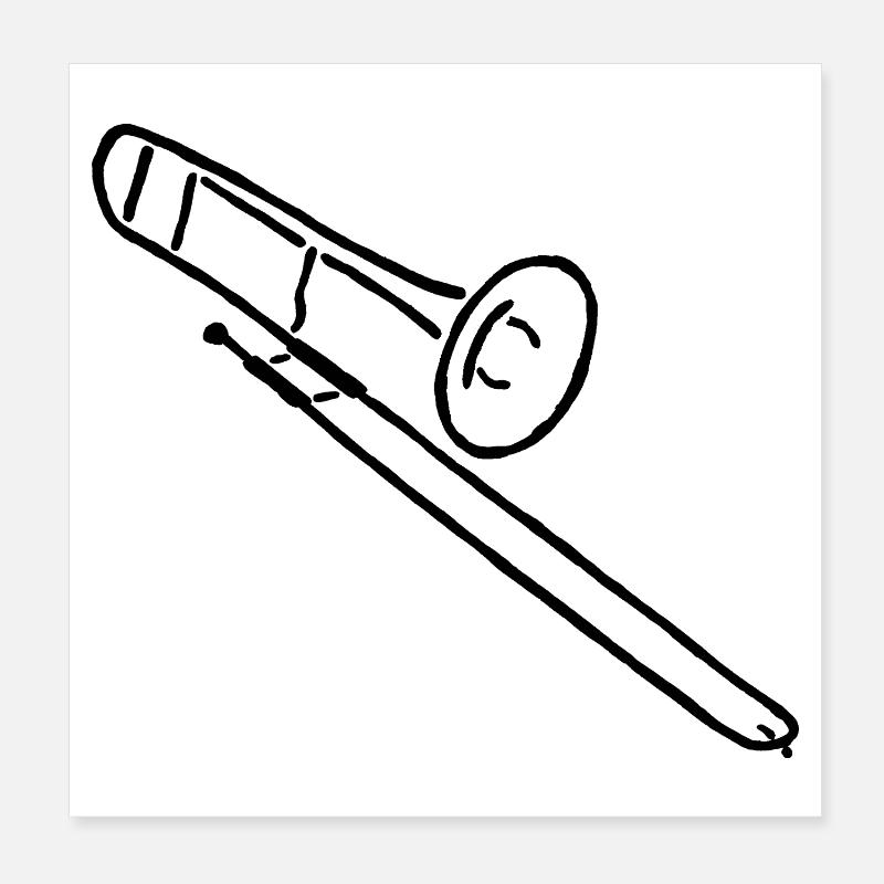 Trombone Sketch Gift for Trombonists Poster 8" x 8" (20x20 cm)