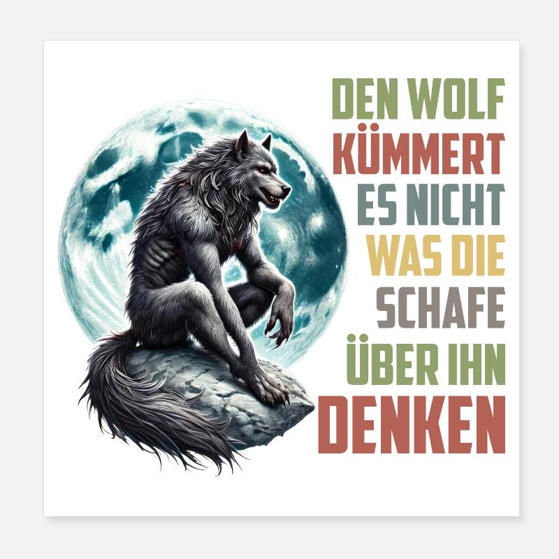 Loups LE LOUP SE MOQUE DE CE QUE PENSENT LES MOUTONS Poster 20 x 20 cm