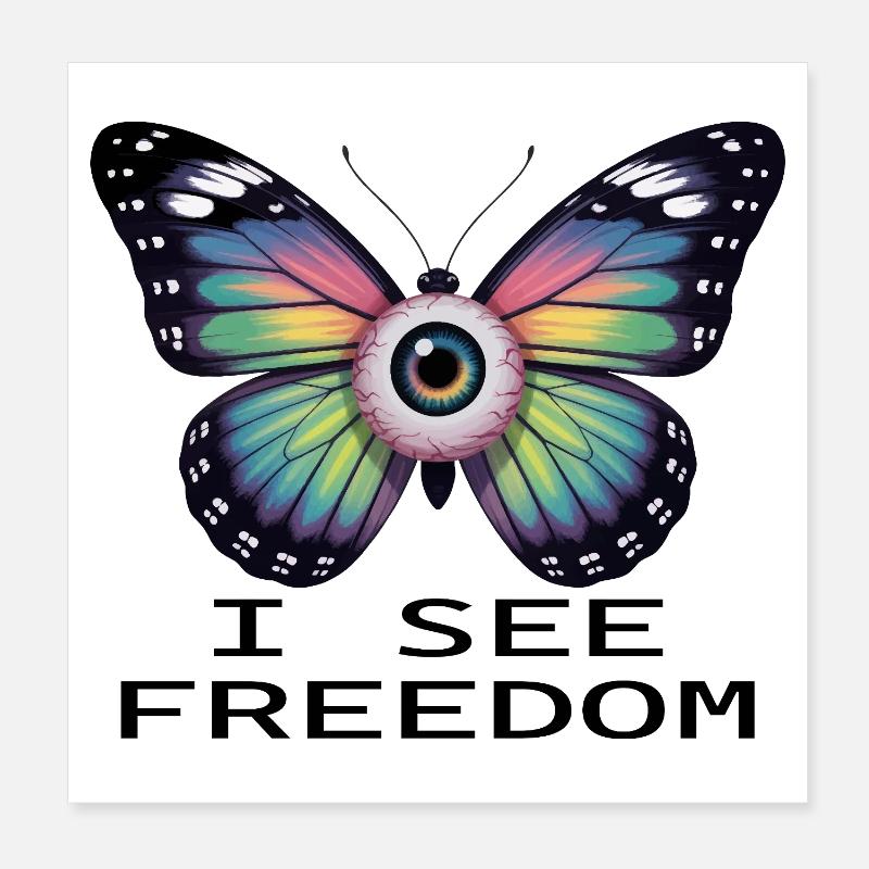 Rainbow Eye Butterfly Poster 8" x 8" (20x20 cm)