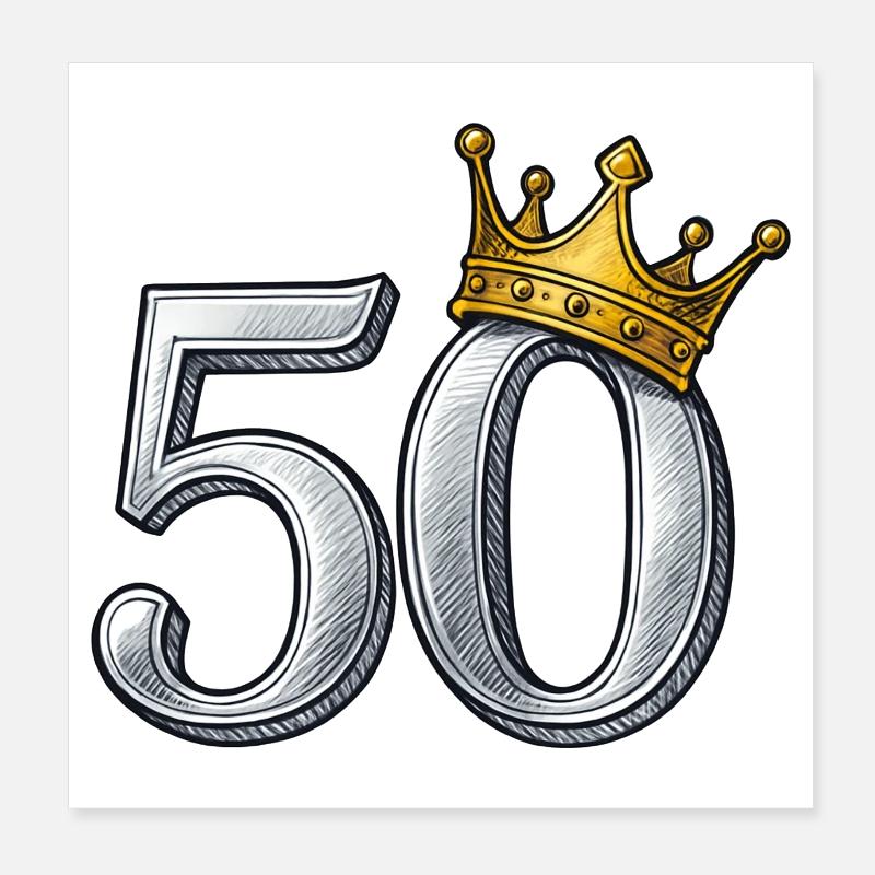 Idée cadeau couronne d’or 50e anniversaire Poster 20 x 20 cm