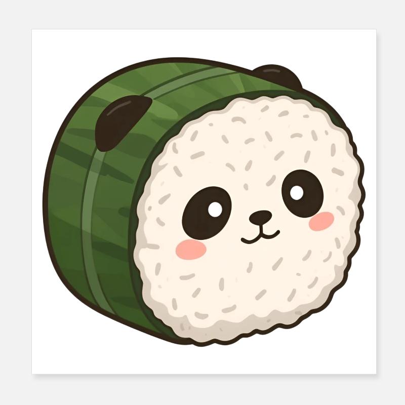 Panda Sushi - Conception culinaire d’anime mignon Poster 20 x 20 cm