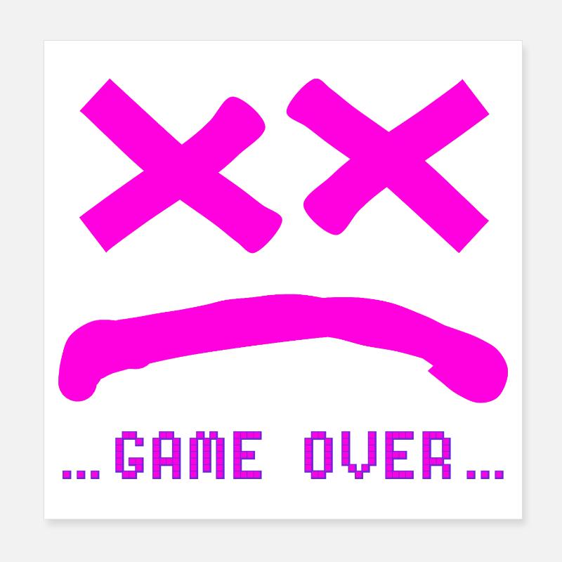Game Over sans sourire rose - Poster 20 x 20 cm - blanc