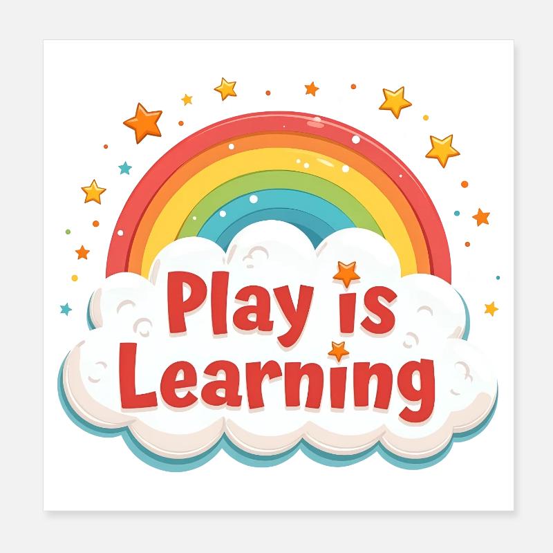 Playing is learning, preschool, preschool, kindergarten Poster 8" x 8" (20x20 cm)