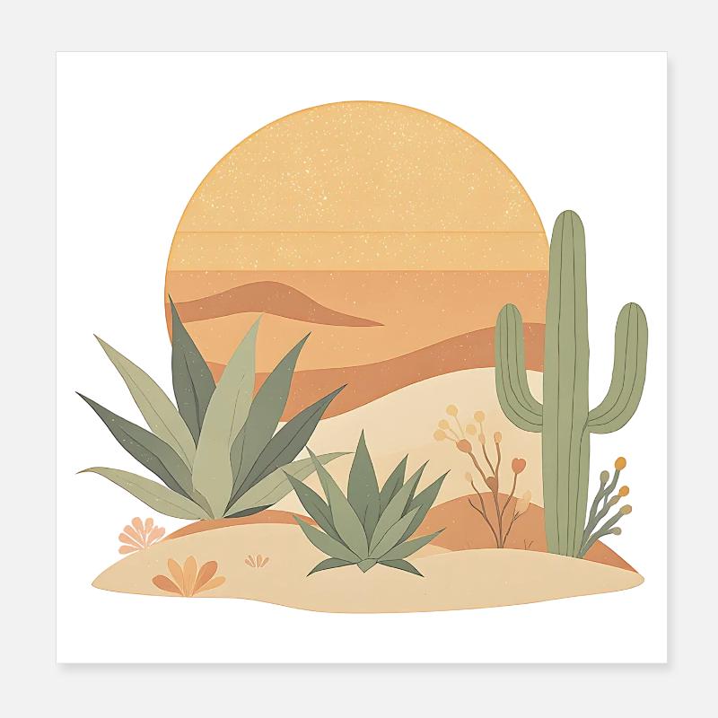 Boho Nature Cacti Poster 8" x 8" (20x20 cm)