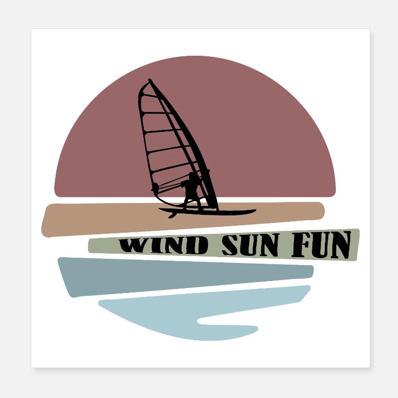 Windsurf Sunset Fun Design Poster 8" x 8" (20x20 cm)