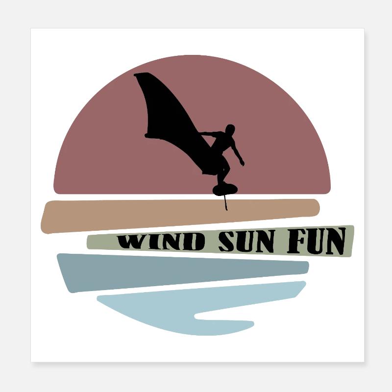 Wingfoil sunset Silhouette - Poster 20x20 cm - Weiß