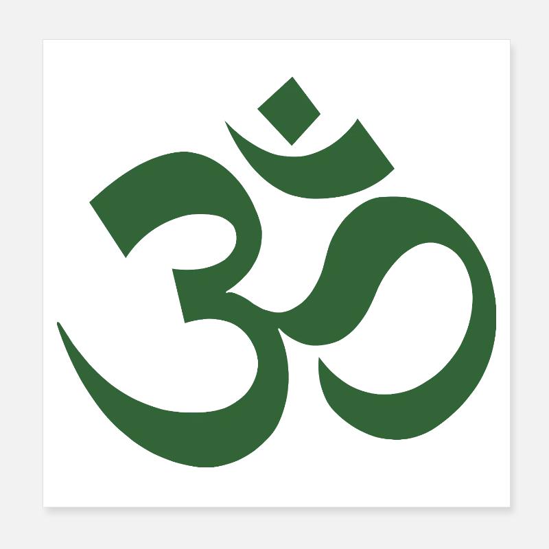 Symbole Om Modèle du Dharma - Poster 20 x 20 cm - blanc